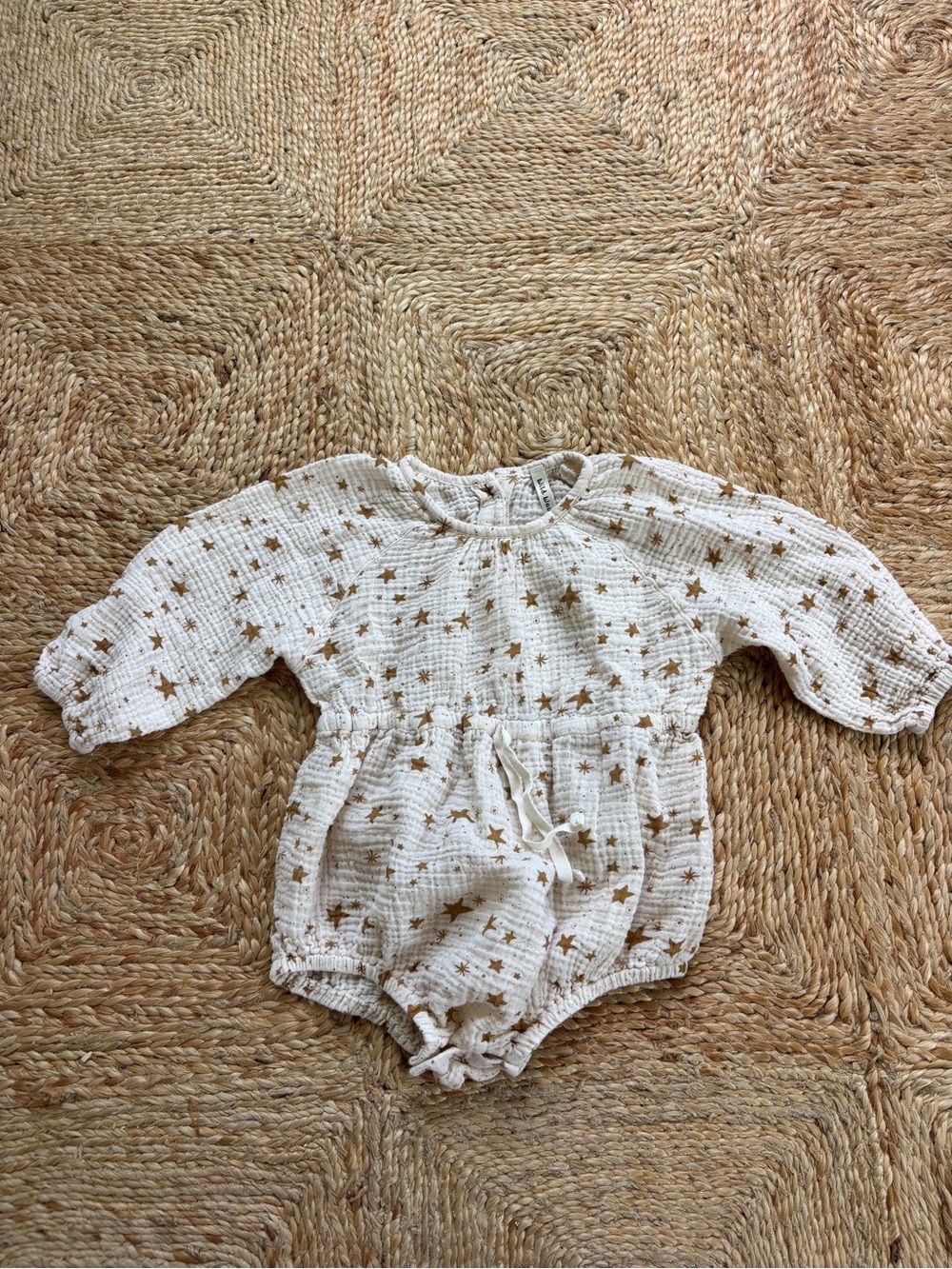 Wild Wawa Star-Print Muslin One-Piece Romper in Cream